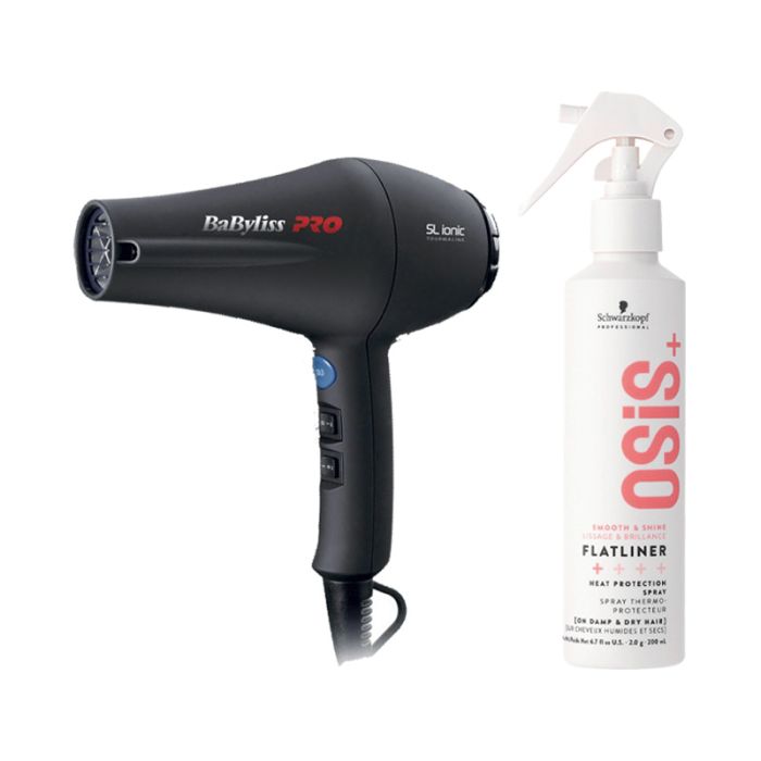Babyliss PRO Föhn SL Ionic 1800W + Schwarzkopf OSiS+ Flatliner Heat Protection Spray 200ml main product photo