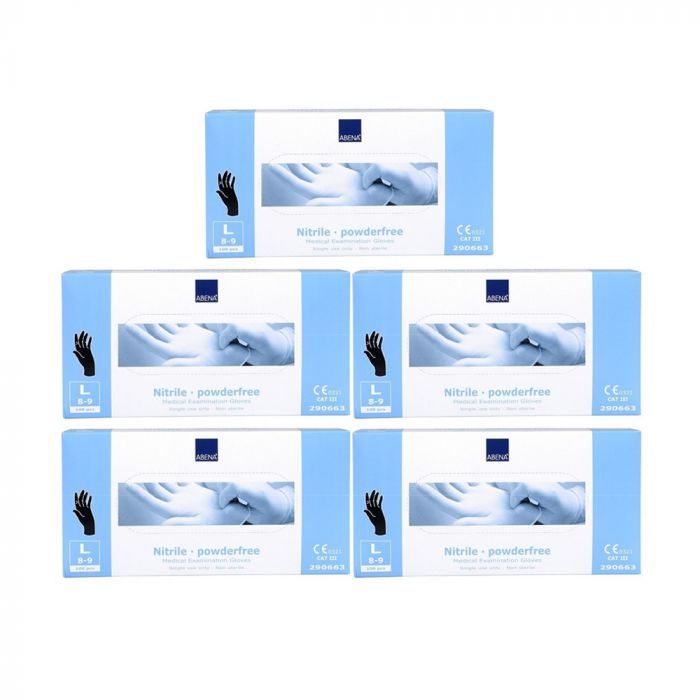 10x Abena Nitril-Handschoenen Classic poedervrij Maat L zwart 100st main product photo