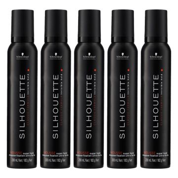 5x Schwarzkopf Silhouette Super Hold Mousse 200ml