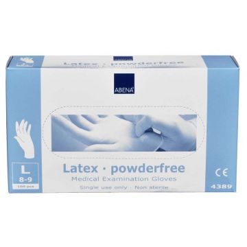 Abena Latex-handschoenen poedervrij Maat L wit 100st