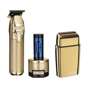 Babyliss PRO FXOne Skeleton Trimmer Gold + 4Artists Double Foil Shaver Gold