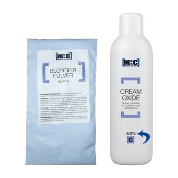 M:C Blondeerpoeder in zak blauw 500gr + Ontwikkelaar 6.0% 1000ml