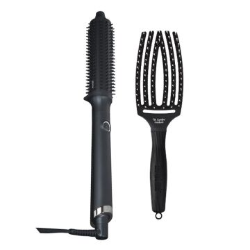 ghd Rise Hotbrush + Olivia Garden Fingerbrush Combo Zwart Medium