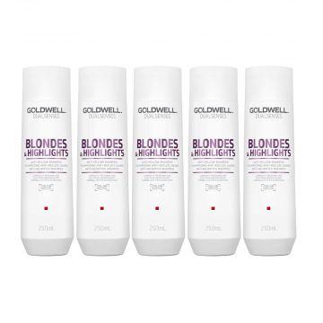 5x Goldwell Dualsenses Blondes & Highlights Anti-Yellow Shampoo 250ml