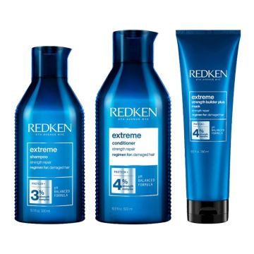 Redken Extreme Shampoo 300ml + Redken Extreme Conditioner 500ml + Strengthbuilder Plus Haarmasker 250ml