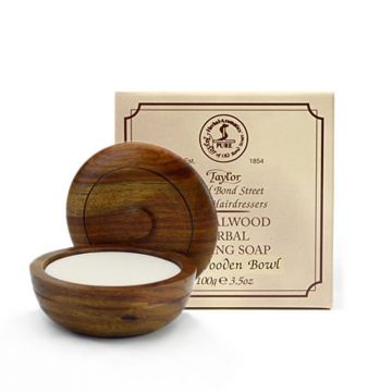 Taylor of Old Bond Street Wooden Bowl + Sandalwood Soap 100gr