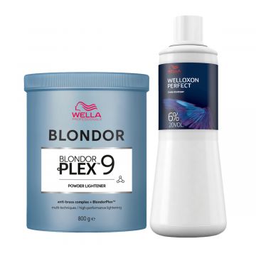Wella BlondorPlex Powder 9 800gr + Wella Welloxon Perfect ME+ 6% 1000ml